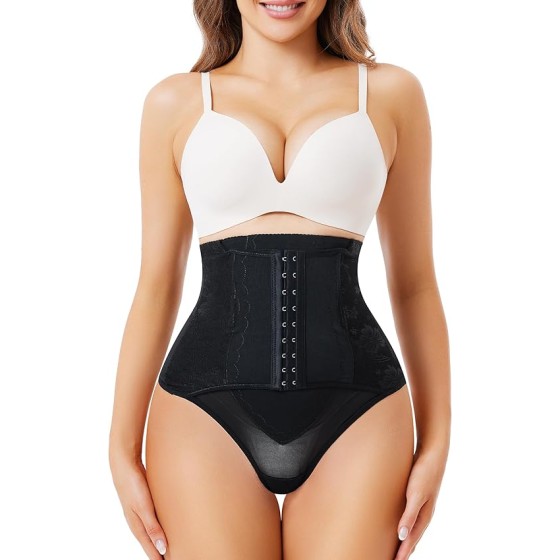 Nebility Thong Shapewear for Women Tummy Control Plus Size Body Shaper Panties High Waisted Trainer Underwear