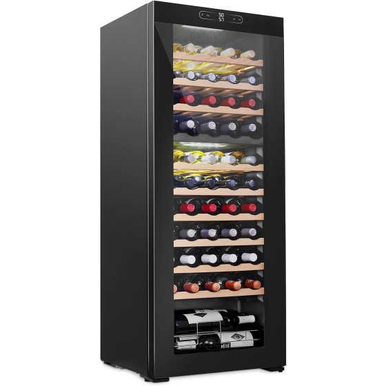 SCHMÉCKÉ 55 Bottle Dual Zone Wine Cooler Refrigerator - Large Freestanding Wine Cellar - 41f-64f Digital Temperature Control Wine Fridge for Red, White, Champagne or Sparkling Wine - Black