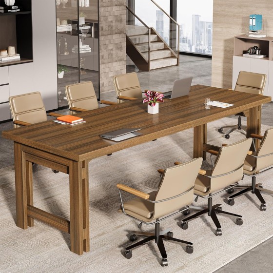 Tribesigns 78.74-Inch Conference Table, 6.56 ft Large Meeting Table with Sturdy Frame, Wood Boardroom Seminar Table for 6-8 People, Modern Business Training Desk for Office Conference Room